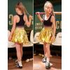 imagePerfashion Girls Bubble Skirt Metallic Puff Balloon Cute Mini Skorts Dance Outfits with Shorts 413YGold 03914