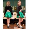 imagePerfashion Girls Bubble Skirt Metallic Puff Balloon Cute Mini Skorts Dance Outfits with Shorts 413YGreen 06914