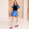 imagePerfashion Girls Bubble Skirt Metallic Puff Balloon Cute Mini Skorts Dance Outfits with Shorts 413YLaser Blue13914