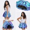 imagePerfashion Girls Bubble Skirt Metallic Puff Balloon Cute Mini Skorts Dance Outfits with Shorts 413YLaser Blue13914