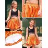 imagePerfashion Girls Bubble Skirt Metallic Puff Balloon Cute Mini Skorts Dance Outfits with Shorts 413YOrange 14914