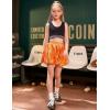 imagePerfashion Girls Bubble Skirt Metallic Puff Balloon Cute Mini Skorts Dance Outfits with Shorts 413YOrange 14914