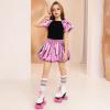 imagePerfashion Girls Bubble Skirt Metallic Puff Balloon Cute Mini Skorts Dance Outfits with Shorts 413YPink12914