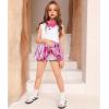 imagePerfashion Girls Bubble Skirt Metallic Puff Balloon Cute Mini Skorts Dance Outfits with Shorts 413YPink12914
