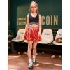 imagePerfashion Girls Bubble Skirt Metallic Puff Balloon Cute Mini Skorts Dance Outfits with Shorts 413YRed 15914