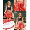 imagePerfashion Girls Bubble Skirt Metallic Puff Balloon Cute Mini Skorts Dance Outfits with Shorts 413YRed 15914