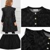 imagePerfashion Girls Denim Dress Flutter Long Sleeve Classic Jean Blue Button Down Dresses for 615 YearsBlack1