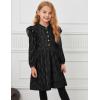 imagePerfashion Girls Denim Dress Flutter Long Sleeve Classic Jean Blue Button Down Dresses for 615 YearsBlack1
