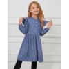 imagePerfashion Girls Denim Dress Flutter Long Sleeve Classic Jean Blue Button Down Dresses for 615 YearsMedium Blue B05