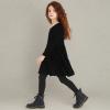 imagePerfashion Girls Long Sleeve Dresses Tiered Ruffle Swing Tunic Midi Dress 413YBlack