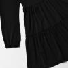 imagePerfashion Girls Long Sleeve Dresses Tiered Ruffle Swing Tunic Midi Dress 413YBlack