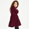 imagePerfashion Girls Long Sleeve Dresses Tiered Ruffle Swing Tunic Midi Dress 413YBurgundy