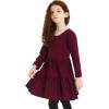imagePerfashion Girls Long Sleeve Dresses Tiered Ruffle Swing Tunic Midi Dress 413YBurgundy