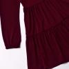 imagePerfashion Girls Long Sleeve Dresses Tiered Ruffle Swing Tunic Midi Dress 413YBurgundy