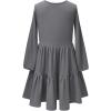 imagePerfashion Girls Long Sleeve Dresses Tiered Ruffle Swing Tunic Midi Dress 413YDark Grey 18899