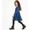 imagePerfashion Girls Long Sleeve Dresses Tiered Ruffle Swing Tunic Midi Dress 413YNavy Blue