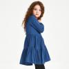imagePerfashion Girls Long Sleeve Dresses Tiered Ruffle Swing Tunic Midi Dress 413YNavy Blue