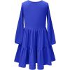imagePerfashion Girls Long Sleeve Dresses Tiered Ruffle Swing Tunic Midi Dress 413YRoyal Blue 35899