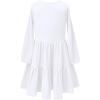 imagePerfashion Girls Long Sleeve Dresses Tiered Ruffle Swing Tunic Midi Dress 413YWhite 26899