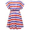 imagePerfashion Girls Summer Dresses Printed Casual Loose Sundress Smocked Waist RollSleeve4th of July Dressf17