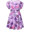 imagePerfashion Girls Summer Dresses Printed Casual Loose Sundress Smocked Waist RollSleeveFlamingo Tropical K38
