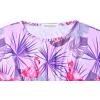 imagePerfashion Girls Summer Dresses Printed Casual Loose Sundress Smocked Waist RollSleeveFlamingo Tropical K38