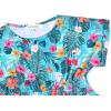 imagePerfashion Girls Summer Dresses Printed Casual Loose Sundress Smocked Waist RollSleeveGreen Tropical Q00