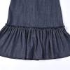 imagePerfashion Girls Summer Dresses Printed Casual Loose Sundress Smocked Waist RollSleeveNavy Blue