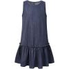 imagePerfashion Girls Summer Dresses Printed Casual Loose Sundress Smocked Waist RollSleeveNavy Blue