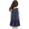 imagePerfashion Girls Summer Dresses Printed Casual Loose Sundress Smocked Waist RollSleeveNavy Blue