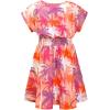 imagePerfashion Girls Summer Dresses Printed Casual Loose Sundress Smocked Waist RollSleeveOrange Tropical Flowers K34