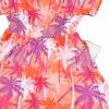 imagePerfashion Girls Summer Dresses Printed Casual Loose Sundress Smocked Waist RollSleeveOrange Tropical Flowers K34