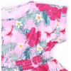 imagePerfashion Girls Summer Dresses Printed Casual Loose Sundress Smocked Waist RollSleevePink Hawaiian 15b