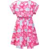 imagePerfashion Girls Summer Dresses Printed Casual Loose Sundress Smocked Waist RollSleevePink Tropical Flowers U92