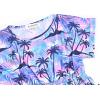 imagePerfashion Girls Summer Dresses Printed Casual Loose Sundress Smocked Waist RollSleevePink Tropical Leaves K04