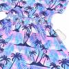 imagePerfashion Girls Summer Dresses Printed Casual Loose Sundress Smocked Waist RollSleevePink Tropical Leaves K04