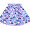imagePerfashion Girls Summer Dresses Printed Casual Loose Sundress Smocked Waist RollSleevePink Tropical Leaves K04