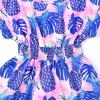 imagePerfashion Girls Summer Dresses Printed Casual Loose Sundress Smocked Waist RollSleeveTiedye Pineapple G72