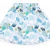 imagePerfashion Girls Summer Dresses Printed Casual Loose Sundress Smocked Waist RollSleeveTropical Plant White S20