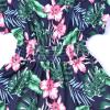 imagePerfashion Girls Summer Dresses Printed Casual Loose Sundress Smocked Waist RollSleeveTropical Plants G63