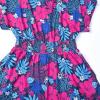 imagePerfashion Girls Summer Dresses Printed Casual Loose Sundress Smocked Waist RollSleeveTropical Plants Navy Blue K39
