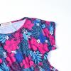 imagePerfashion Girls Summer Dresses Printed Casual Loose Sundress Smocked Waist RollSleeveTropical Plants Navy Blue K39