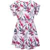 imagePerfashion Girls Summer Dresses Printed Casual Loose Sundress Smocked Waist RollSleeveWhite Hawaiian 20b