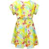imagePerfashion Girls Summer Dresses Printed Casual Loose Sundress Smocked Waist RollSleeveYellow Hawaiian 17b