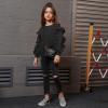 imagePerfashion Girls Sweatshirt Ruffle Trim Long Sleeve Pullover Solid Drop Shoulder Hoodie Fall Winter 413YBlack