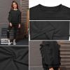 imagePerfashion Girls Sweatshirt Ruffle Trim Long Sleeve Pullover Solid Drop Shoulder Hoodie Fall Winter 413YBlack