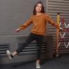 imagePerfashion Girls Sweatshirt Ruffle Trim Long Sleeve Pullover Solid Drop Shoulder Hoodie Fall Winter 413YBrown