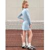 imagePerfashion Girls Tennis Dress 14 Zip Golf Outfit Builtin Bra ampamp Shorts Pickleball Athletic Dress Workout Pockets 413YBaby Blue 08952