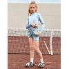 imagePerfashion Girls Tennis Dress 14 Zip Golf Outfit Builtin Bra ampamp Shorts Pickleball Athletic Dress Workout Pockets 413YBaby Blue 08952