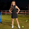 imagePerfashion Girls Tennis Dress 14 Zip Golf Outfit Builtin Bra ampamp Shorts Pickleball Athletic Dress Workout Pockets 413YBlack03424